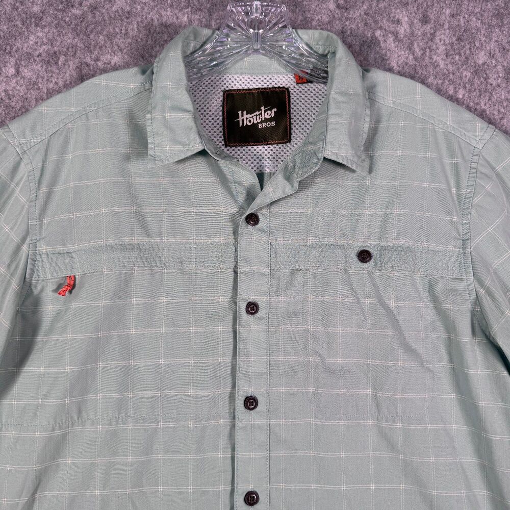 Howler Brothers Shirt Mens Medium Blue Vented Fishing Pockets Mesh Short Sleeve